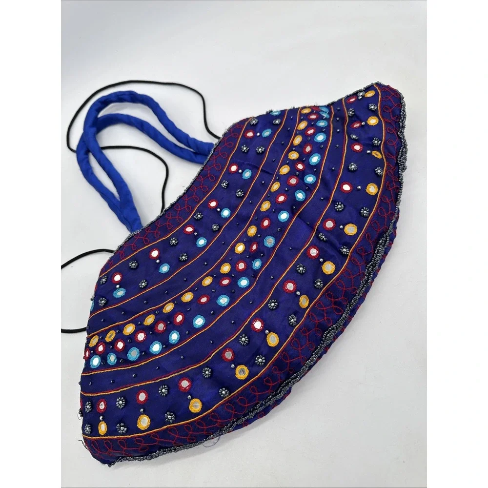 Handmade Bohemian Indian Boho Sequined Embroidered Purple Purse Bag